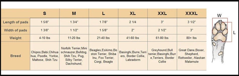 Sizing Chart 4pcs/set Disposable Non - Slip Protection for Dogs of Any Size - The Squeaky Toy