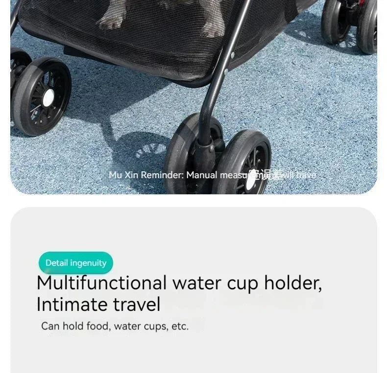 Pet Stroller Detachable and Easy Folding Travel Breathable Aluminum Cat Dog Baby with Storage Basket Outdoor Cat Dog Transporter