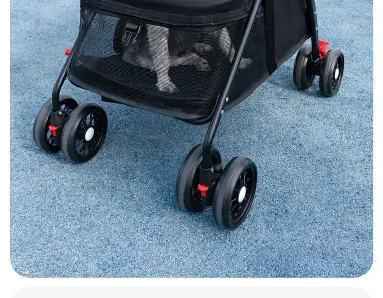 Pet Stroller Detachable and Easy Folding Travel Breathable Aluminum Cat Dog Baby with Storage Basket Outdoor Cat Dog Transporter