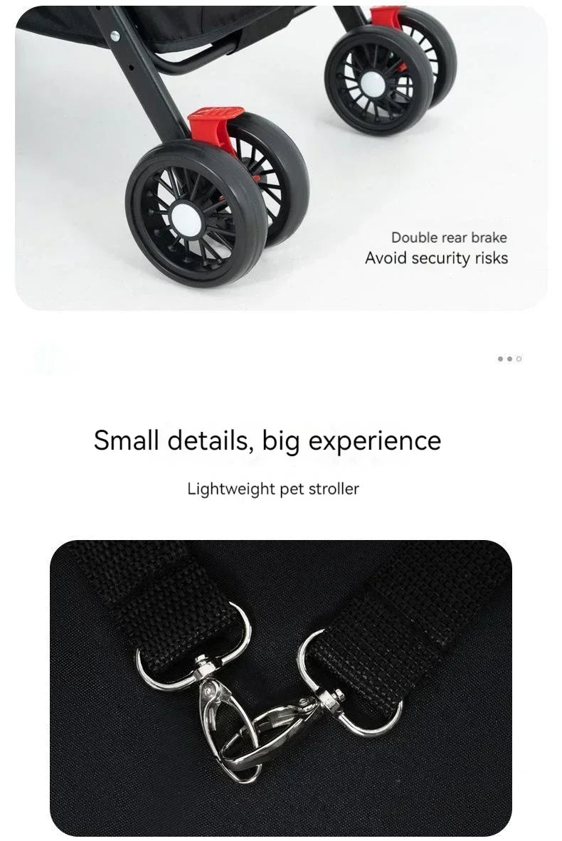 Pet Stroller Detachable and Easy Folding Travel Breathable Aluminum Cat Dog Baby with Storage Basket Outdoor Cat Dog Transporter