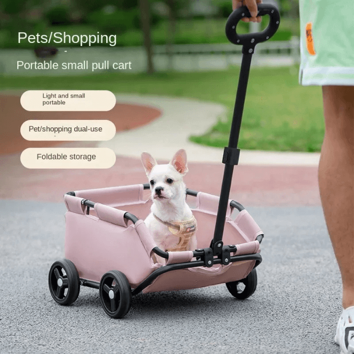 Lightweight 4 - Wheel Folding Pet Stroller/Cart 4 Wheels with Sun Cover Breathable for Small & Medium Dogs - The Squeaky Toy