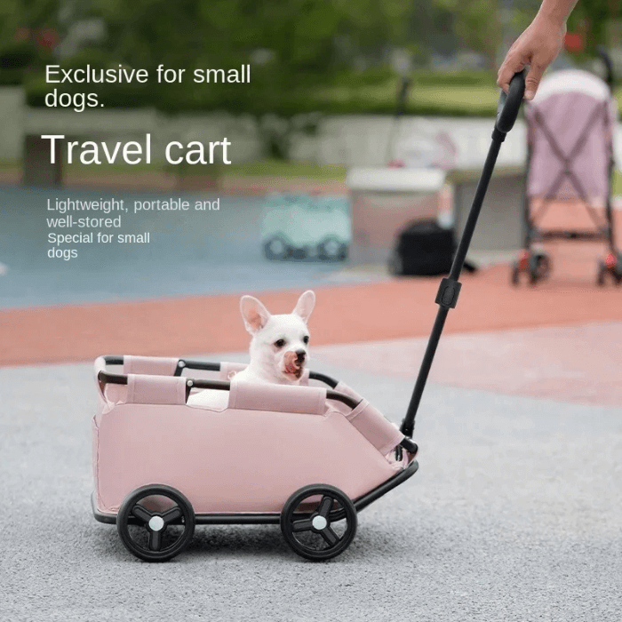 Lightweight 4 - Wheel Folding Pet Stroller/Cart 4 Wheels with Sun Cover Breathable for Small & Medium Dogs - The Squeaky Toy