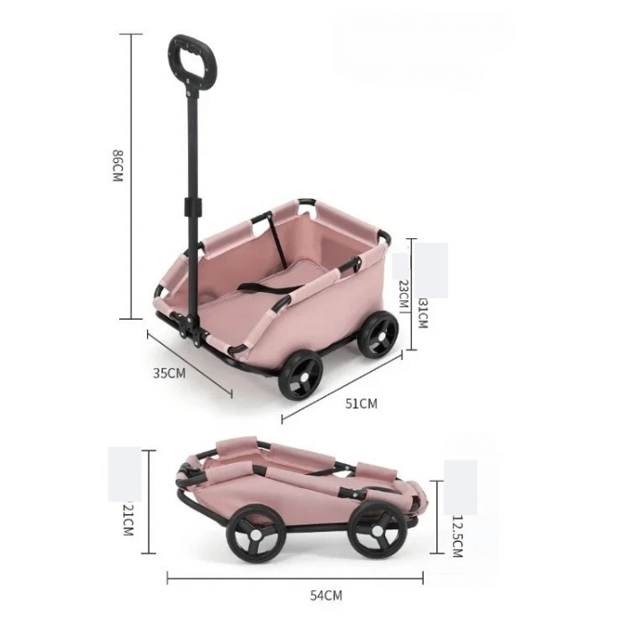 Lightweight 4 - Wheel Folding Pet Stroller/Cart 4 Wheels with Sun Cover Breathable for Small & Medium Dogs - The Squeaky Toy
