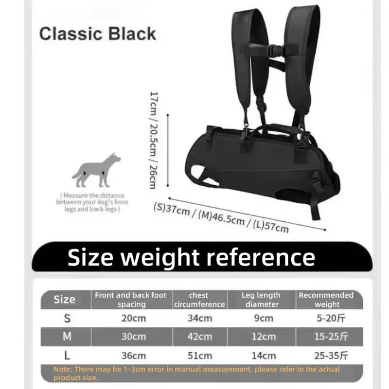 Outdoor Backpack Carrier Full Body Dog Sling with Handle Dog Lift Harnesses for Puppy Elderly Disabled Dog - The Squeaky Toy
