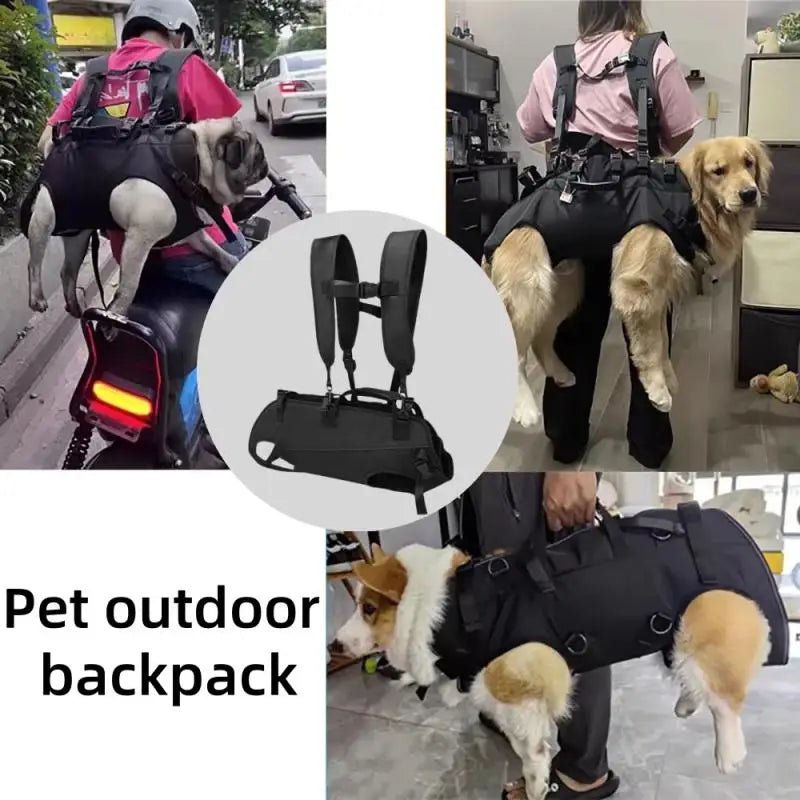Outdoor Backpack Carrier Full Body Dog Sling with Handle Dog Lift Harnesses for Puppy Elderly Disabled Dog - The Squeaky Toy