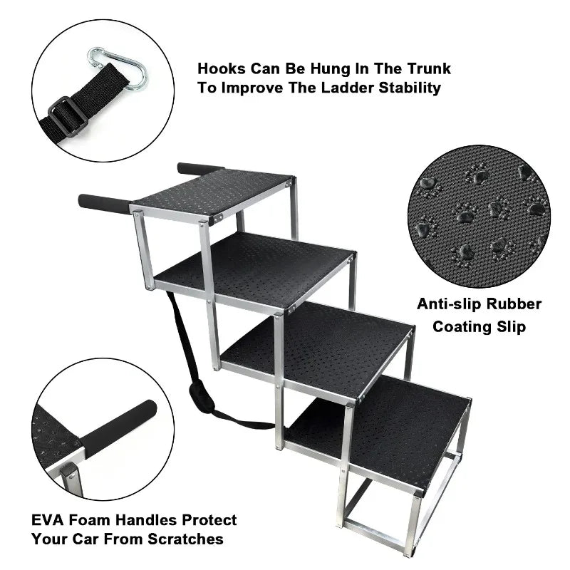 Dimensions Xtra Wide Heavy Duty Aluminum Steps for Vehicles - Lightweight and Portable holds150 lbs - The Squeaky Toy