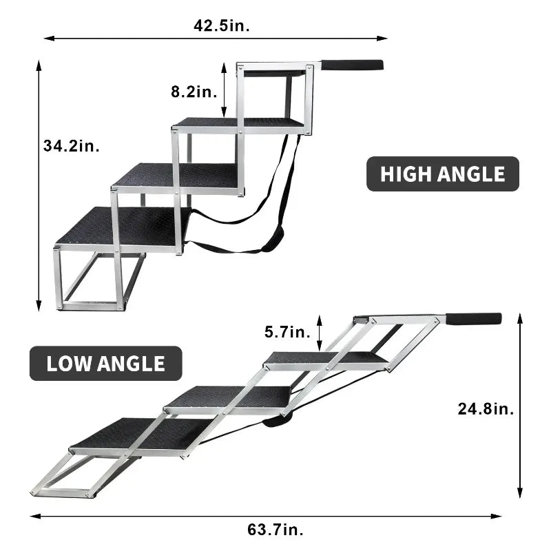 Dimensions Xtra Wide Heavy Duty Aluminum Steps for Vehicles - Lightweight and Portable holds150 lbs - The Squeaky Toy