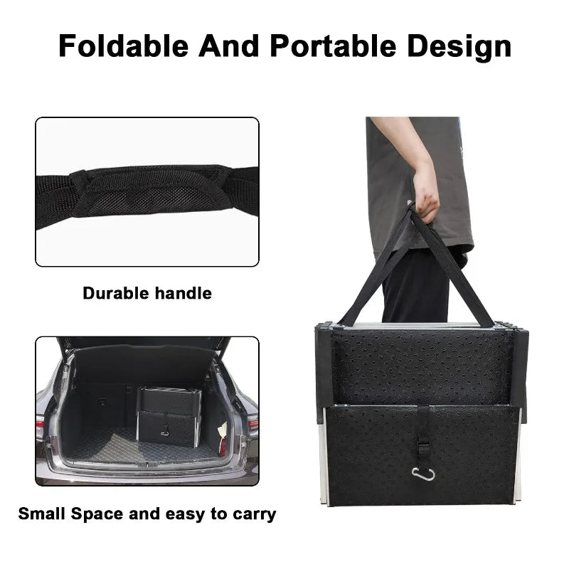Folding Details Xtra Wide Heavy Duty Aluminum Steps for Vehicles - Lightweight and Portable holds150 lbs - The Squeaky Toy