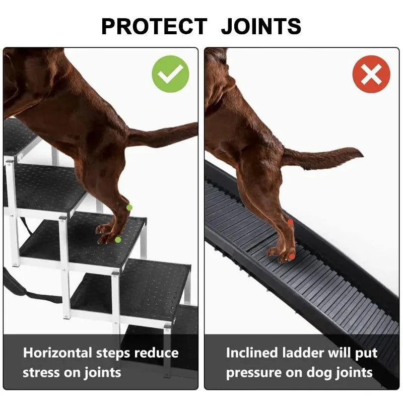 Detail Graphic Xtra Wide Heavy Duty Aluminum Steps for Vehicles - Lightweight and Portable holds150 lbs - The Squeaky Toy