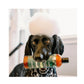 Picture of dog with bottle of 2 - in - 1 Hemp Shampoo and Conditioner For Dogs in its mouth- The Squeaky Toy