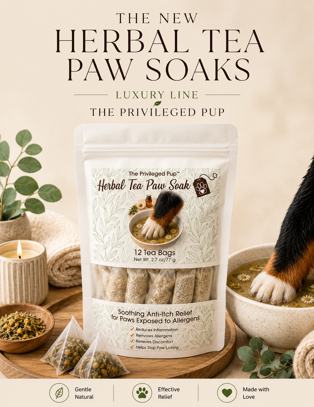 Herbal Tea Soak for Itchy Paws