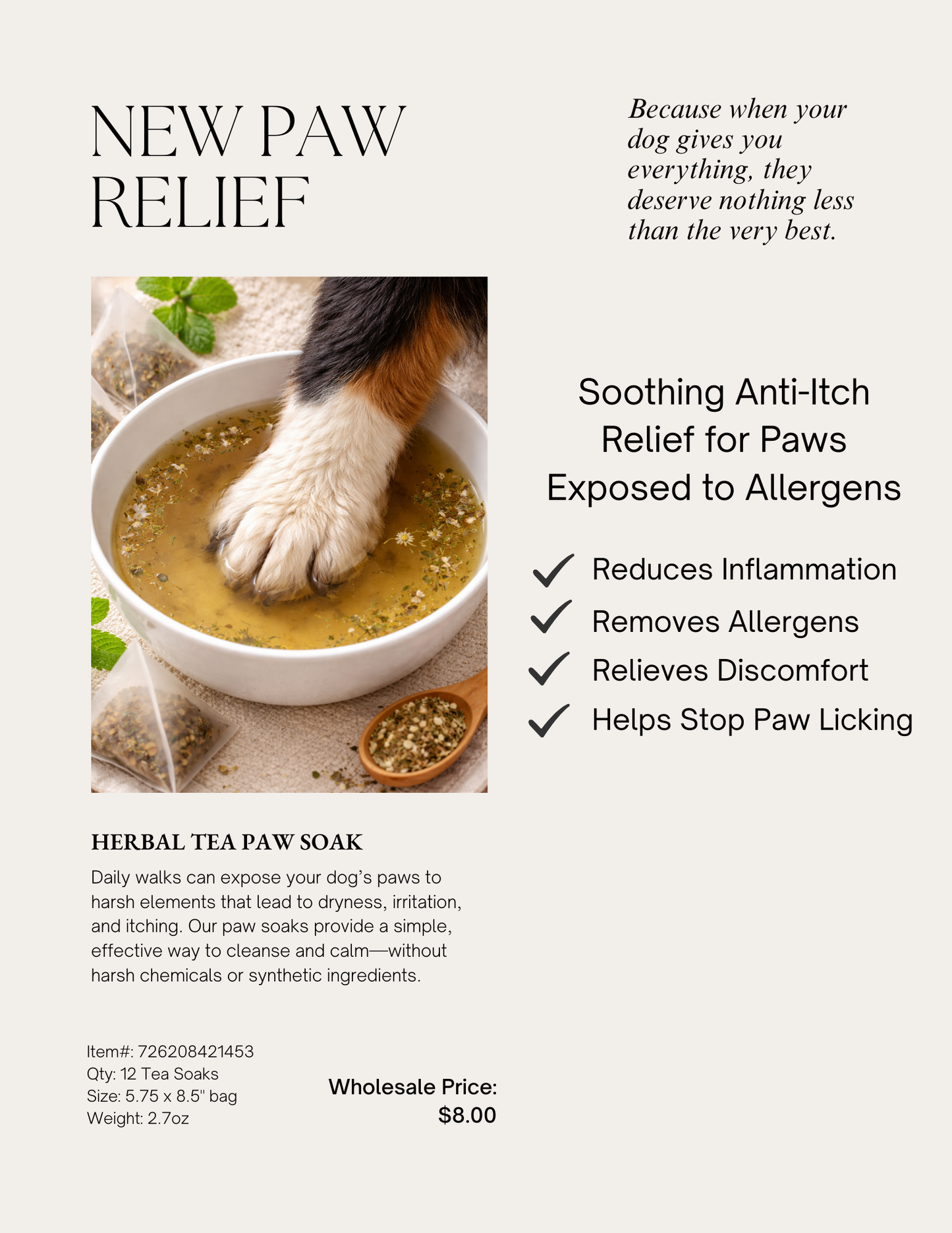Herbal Tea Soak for Itchy Paws