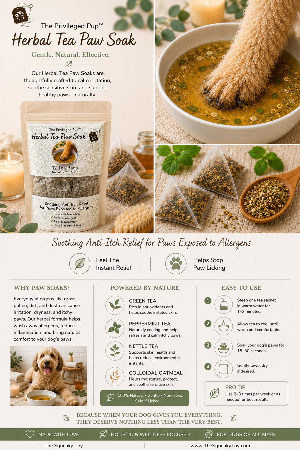 Herbal Tea Soak for Itchy Paws