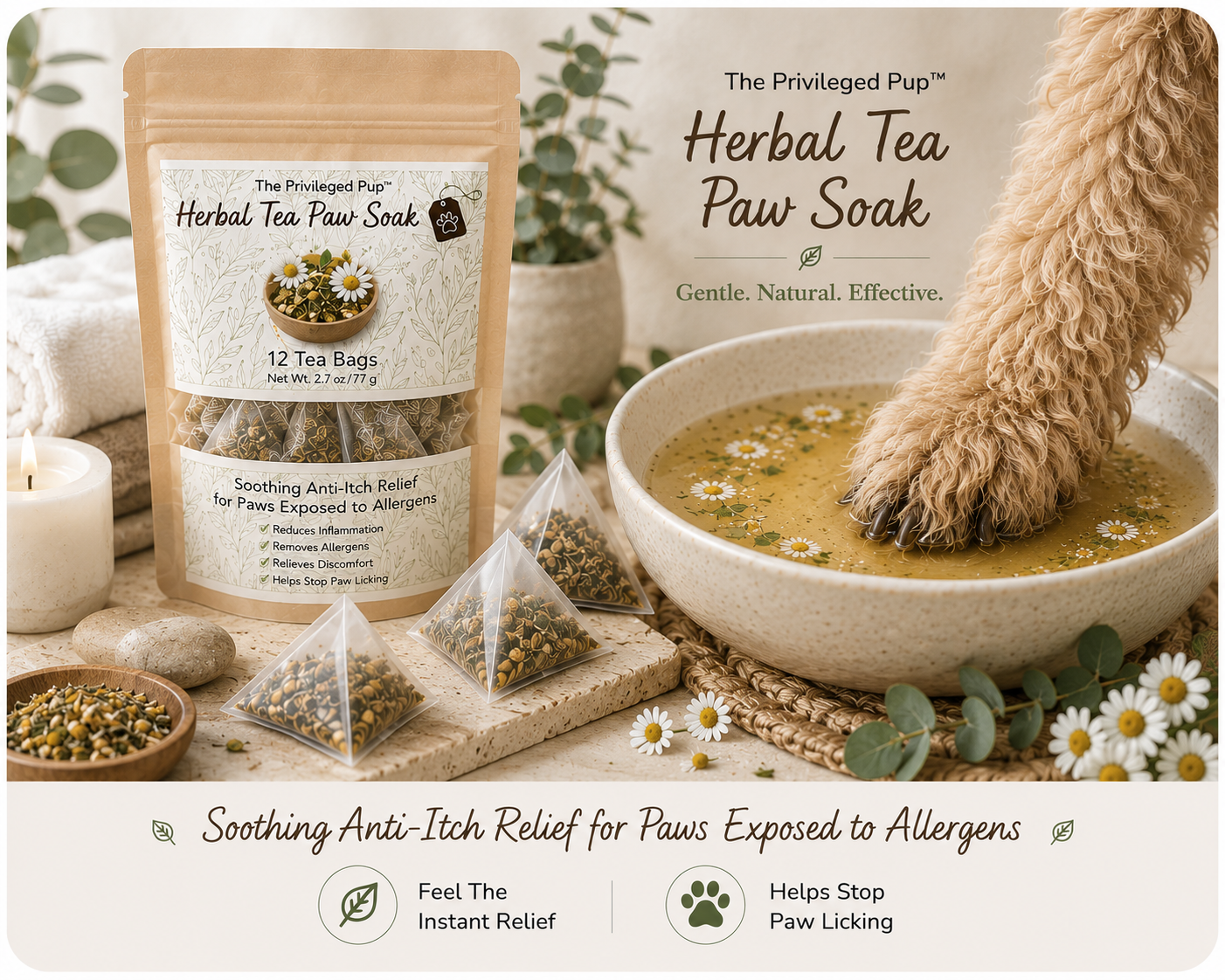 Herbal Tea Soak for Itchy Paws