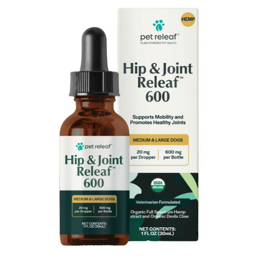 USDA Organic Hip & Joint Releaf 600mg CBD Oil For Medium & Large Dogs