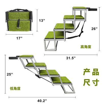 Extra Wide Aluminum Dog Steps - Heavy Duty, Collapsible, and Lightweight