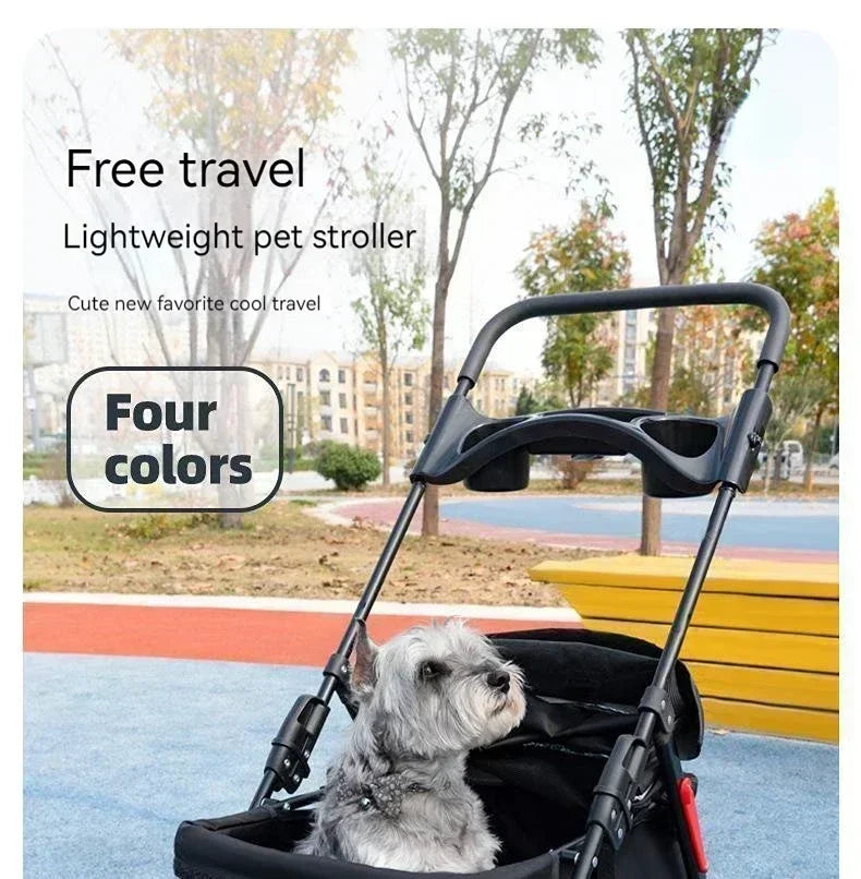 Pet Stroller Detachable and Easy Folding Travel Breathable Aluminum Cat Dog Baby with Storage Basket Outdoor Cat Dog Transporter