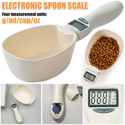 Digital Pet Food Scale – LCD Precision Measuring Spoon with 5 Units, 1g-800g Range, Accurate Dog & Cat Food Scoop, Kitchen Weighing Tool