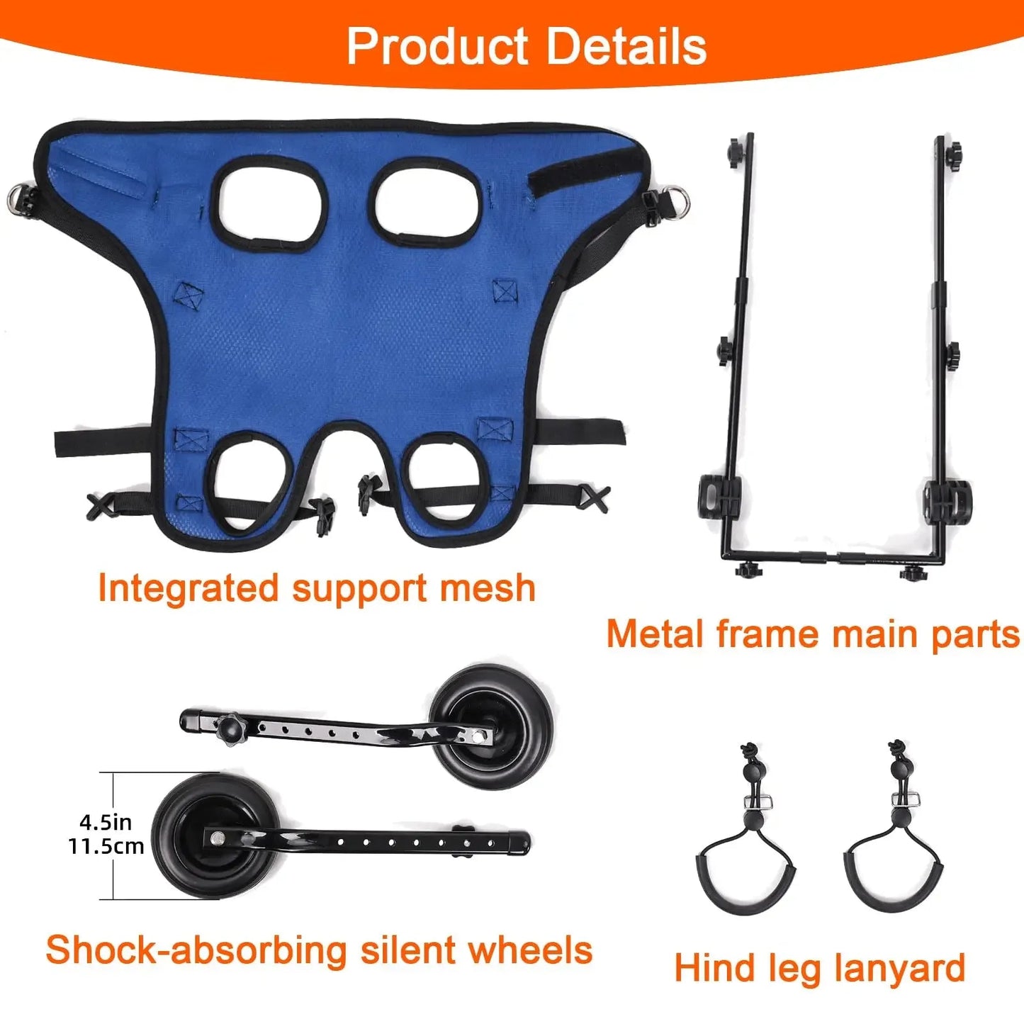 Adjustable Pet Walk Booster Walking Wheels Durable Pet Hind Legs Bracket Blue Pet Walk Tool Cat Recovery Aid Car Disability Dog - The Squeaky Toy