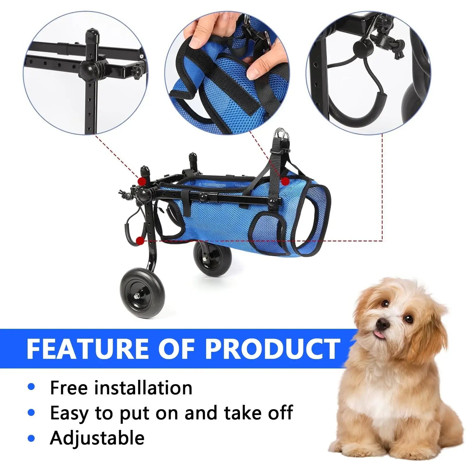 Adjustable Pet Walk Booster Walking Wheels Durable Pet Hind Legs Bracket Blue Pet Walk Tool Cat Recovery Aid Car Disability Dog - The Squeaky Toy