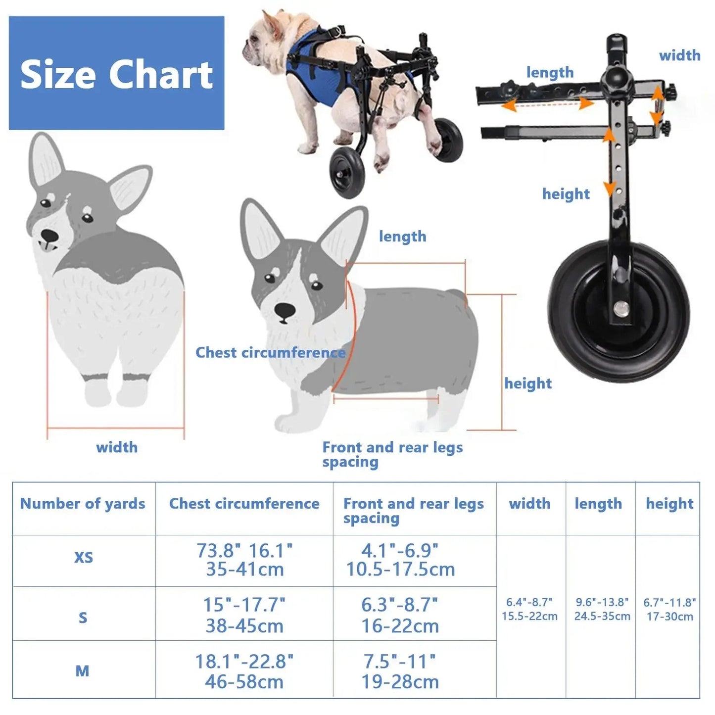 Adjustable Pet Walk Booster Walking Wheels Durable Pet Hind Legs Bracket Blue Pet Walk Tool Cat Recovery Aid Car Disability Dog - The Squeaky Toy