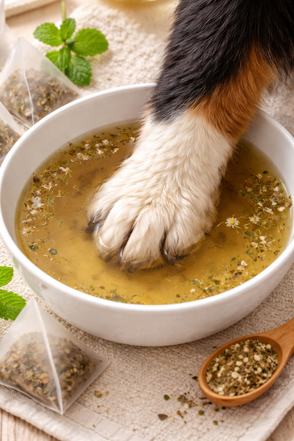 Herbal Tea Soak for Itchy Paws