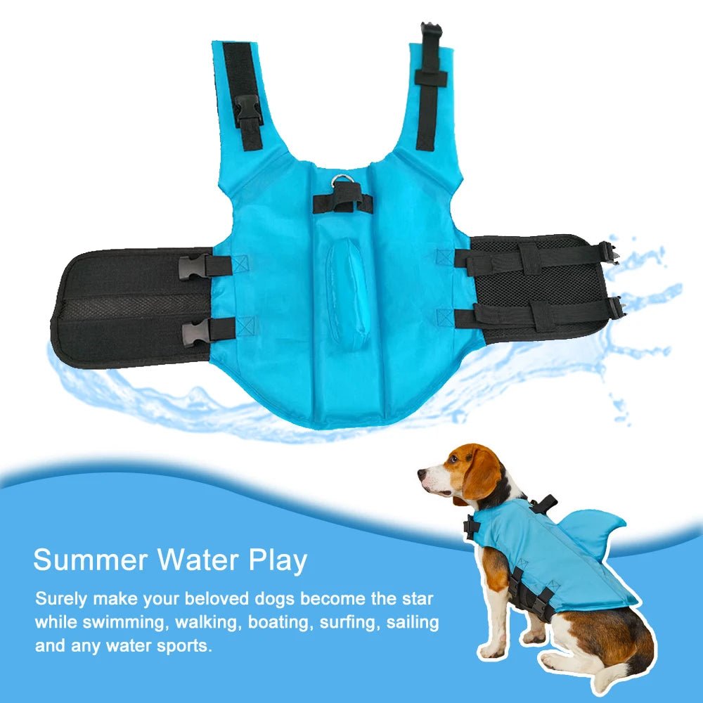 Detail View Dog Life Jacket – Adjustable & Durable Dog Life Vest for Swimming Safety, - The Squeaky Toy