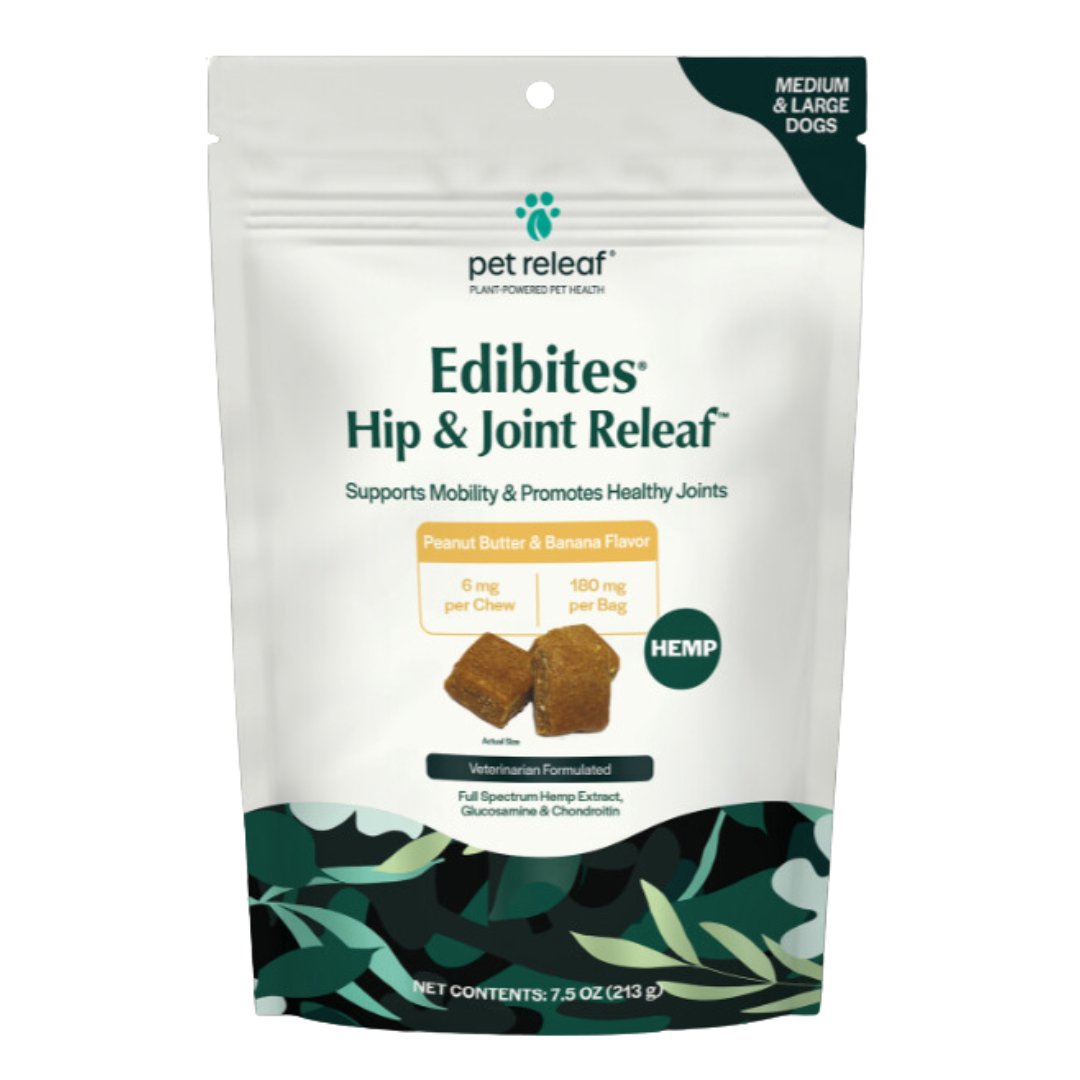 Hip & Joint Relief for Aging Dogs - Organic Full - Spectrum Hemp Extract Chews for Medium & Large Dogs - The Squeaky Toy