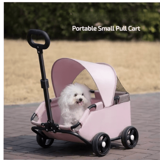 Lightweight 4 - Wheel Folding Pet Stroller/Cart 4 Wheels with Sun Cover Breathable for Small & Medium Dogs - The Squeaky Toy