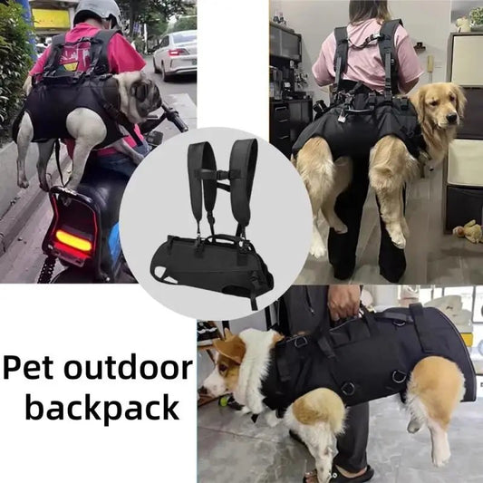 Outdoor Backpack Carrier Full Body Dog Sling with Handle Dog Lift Harnesses for Puppy Elderly Disabled Dog - The Squeaky Toy
