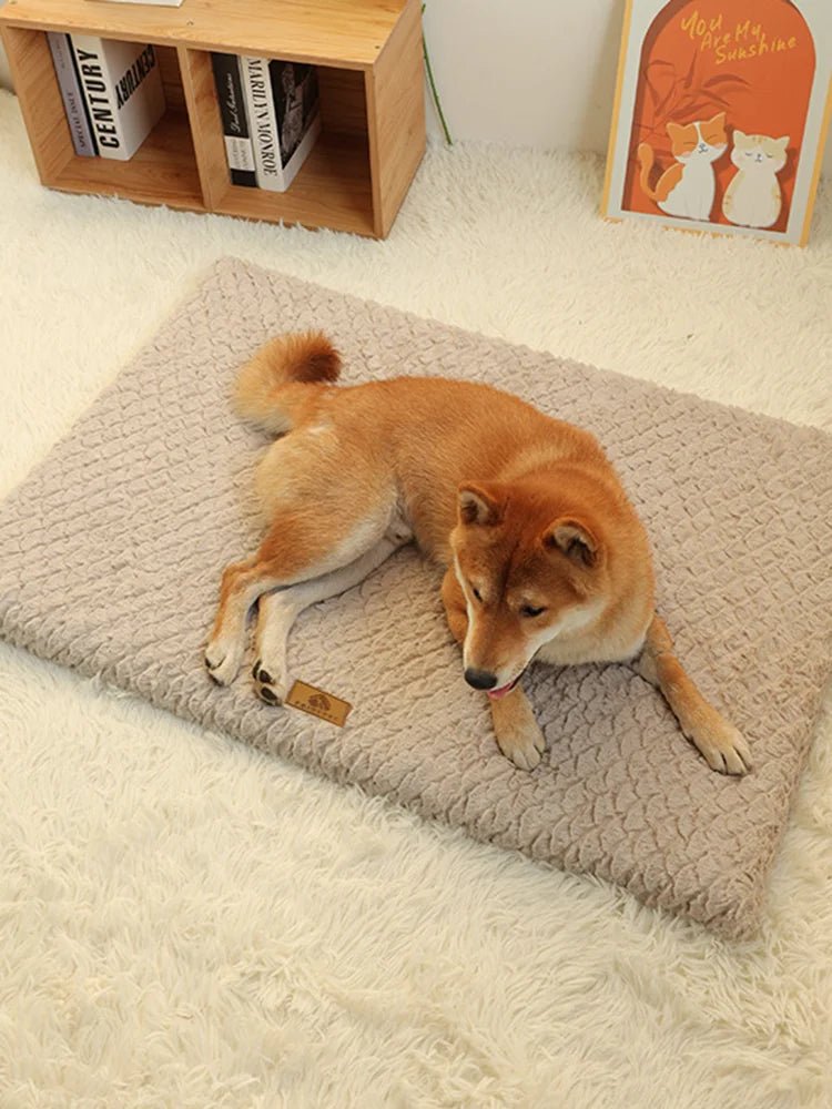 Orthopedic Memory Foam Dog Bed – Waterproof Crate Mat with Removable Washable Faux Fur Cover – Anti - Slip Bottom for Medium to XXL Pets - The Squeaky Toy