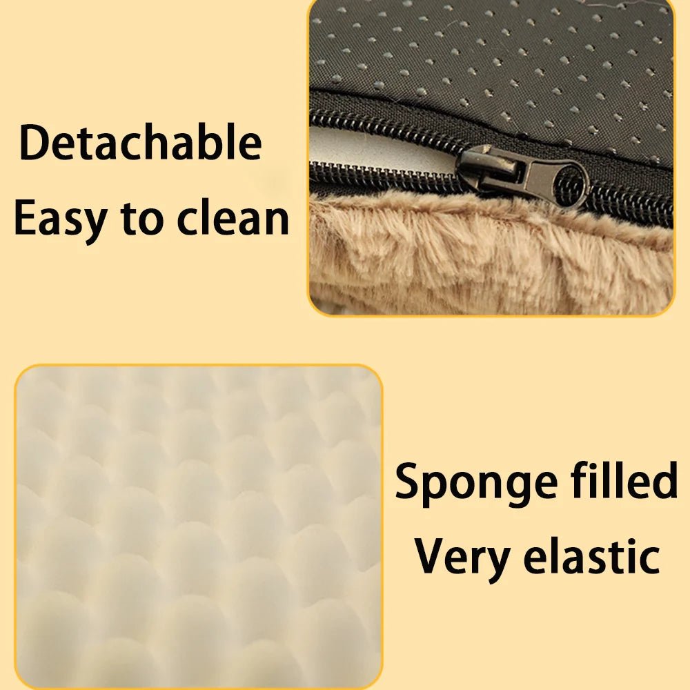 Orthopedic Memory Foam Dog Bed – Waterproof Crate Mat with Removable Washable Faux Fur Cover – Anti - Slip Bottom for Medium to XXL Pets - The Squeaky Toy