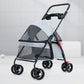 Grey Pet Stroller Detachable and Easy Folding Travel Breathable Aluminum Cat Dog Baby with Storage Basket  - The Squeaky Toy