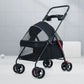 Black Pet Stroller Detachable and Easy Folding Travel Breathable Aluminum Cat Dog Baby with Storage Basket  - The Squeaky Toy