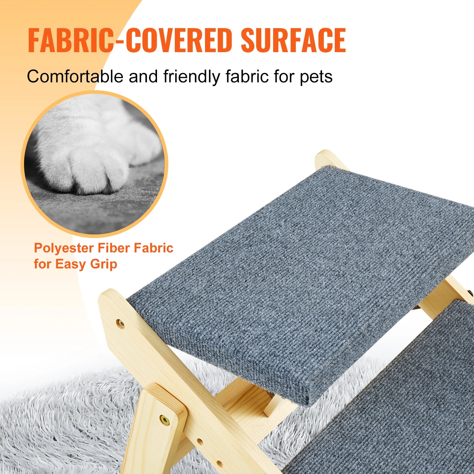 VEVOR Wooden Pet Steps and Ramp Combo 2 - in - 1 Design Foldable Access for Beds Steps Structure for Pets of Small to Large Size - The Squeaky Toy