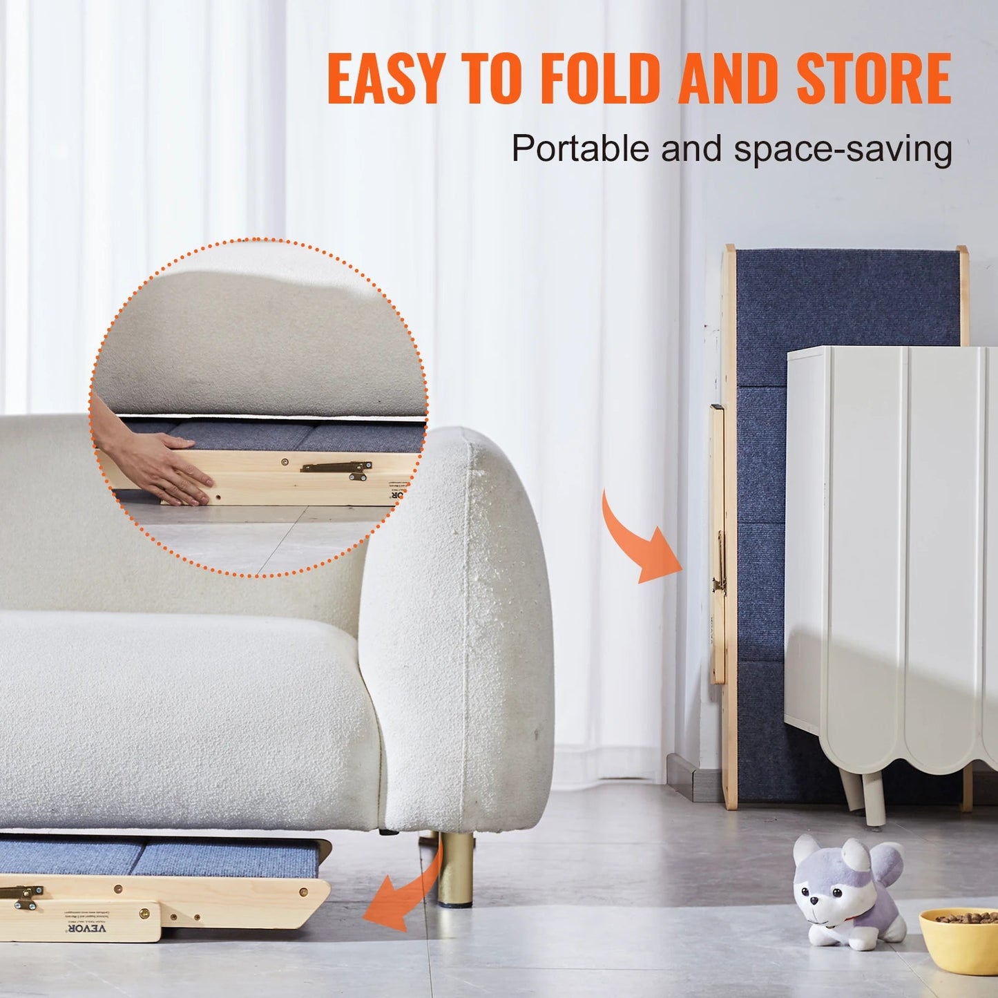 VEVOR Wooden Pet Steps and Ramp Combo 2 - in - 1 Design Foldable Access for Beds Steps Structure for Pets of Small to Large Size - The Squeaky Toy
