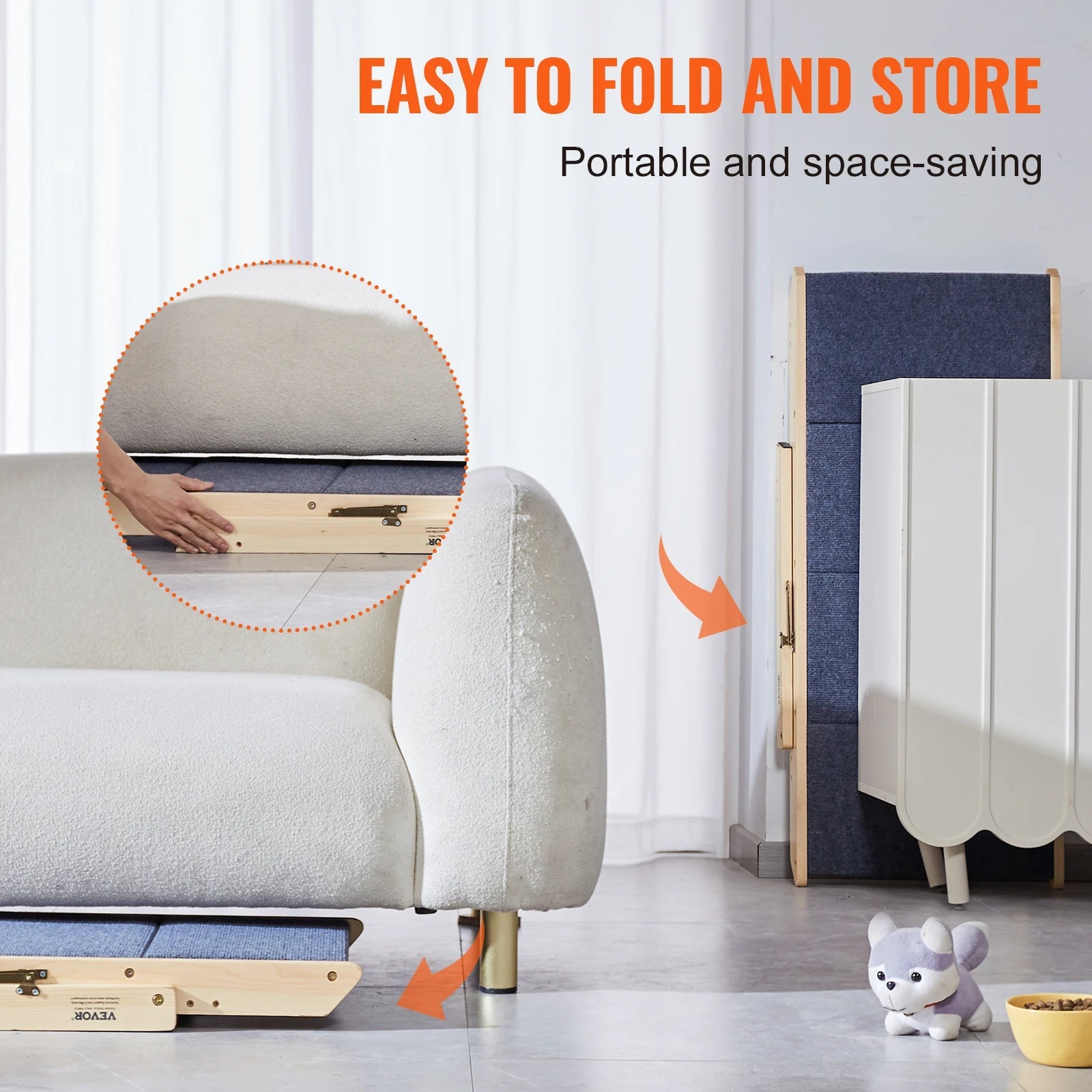 VEVOR Wooden Pet Steps and Ramp Combo 2 - in - 1 Design Foldable Access for Beds Steps Structure for Pets of Small to Large Size - The Squeaky Toy