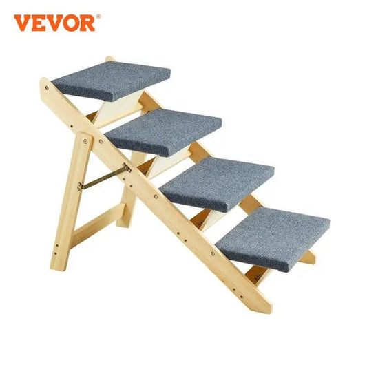 VEVOR Wooden Pet Steps and Ramp Combo 2 - in - 1 Design Foldable Access for Beds Steps Structure for Pets of Small to Large Size - The Squeaky Toy